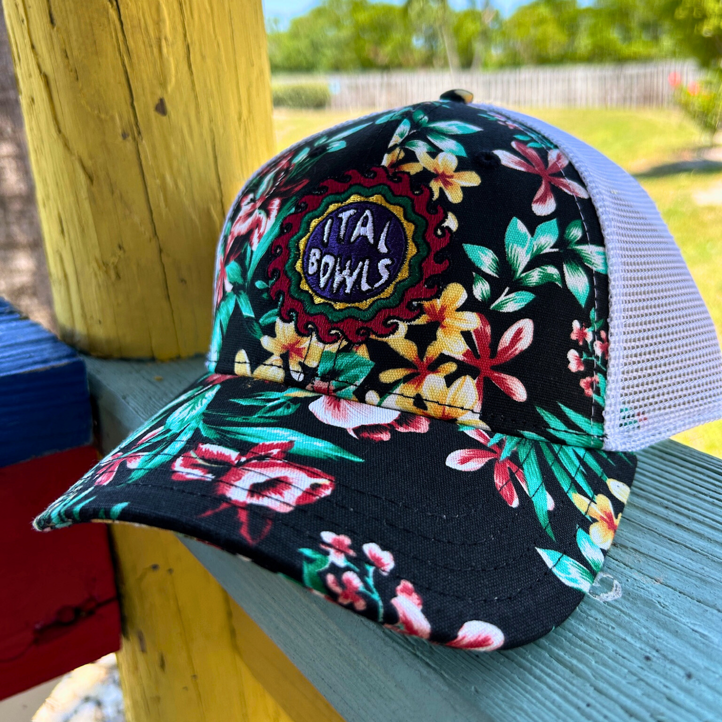 Black Floral Ital Hat