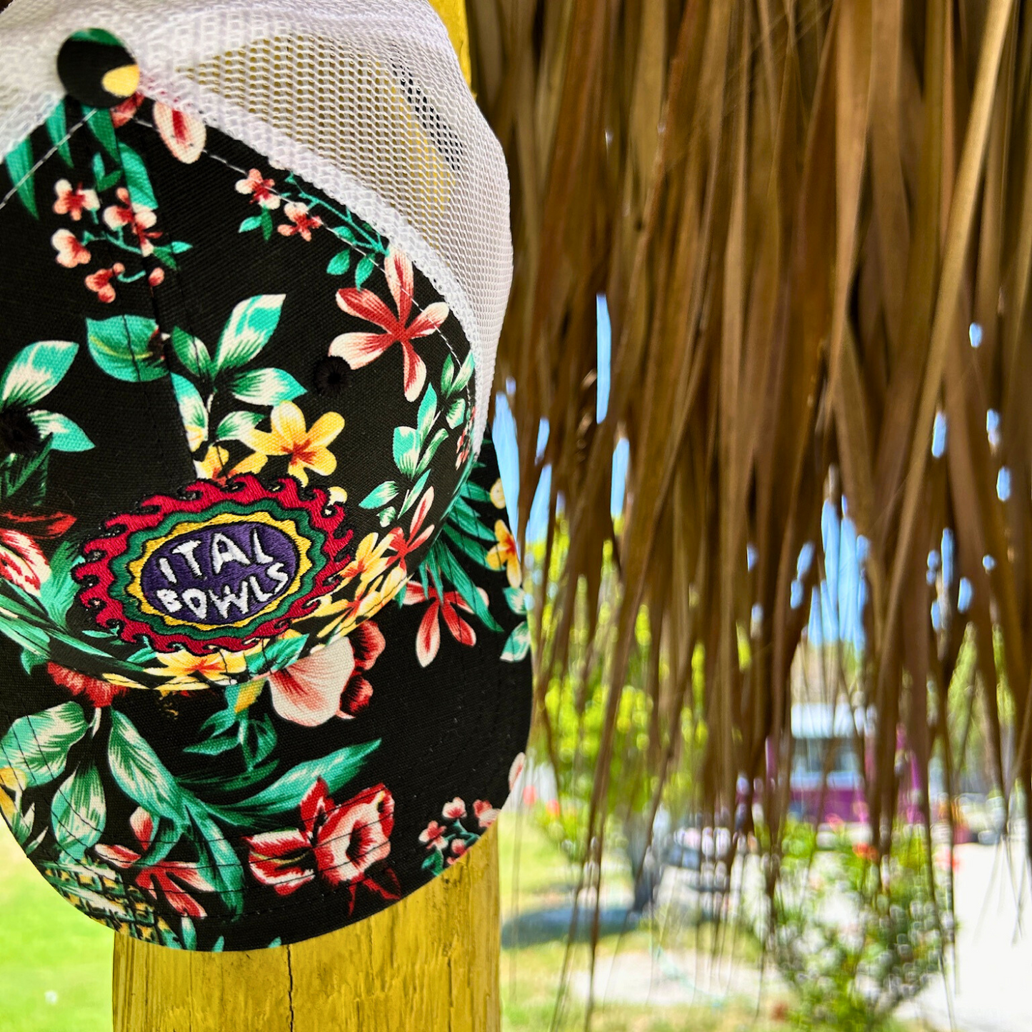 Black Floral Ital Hat